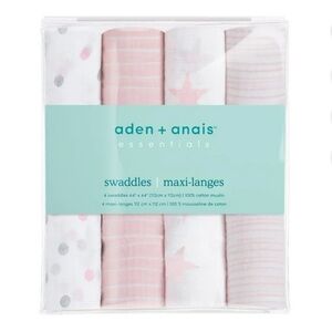 Aden + Anais Essential Soft Pink Muslin Cotton Blanket Set of 4